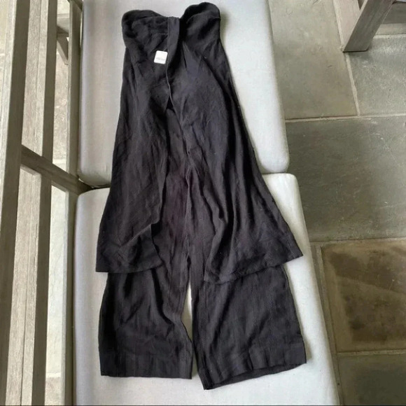 NWT Free People Banita Set Linen Two Piece Matching Pants Top Strapless Black XS - Picture 6 of 9